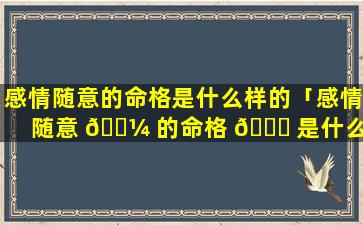 感情随意的命格是什么样的「感情随意 🐼 的命格 💐 是什么样的表现」
